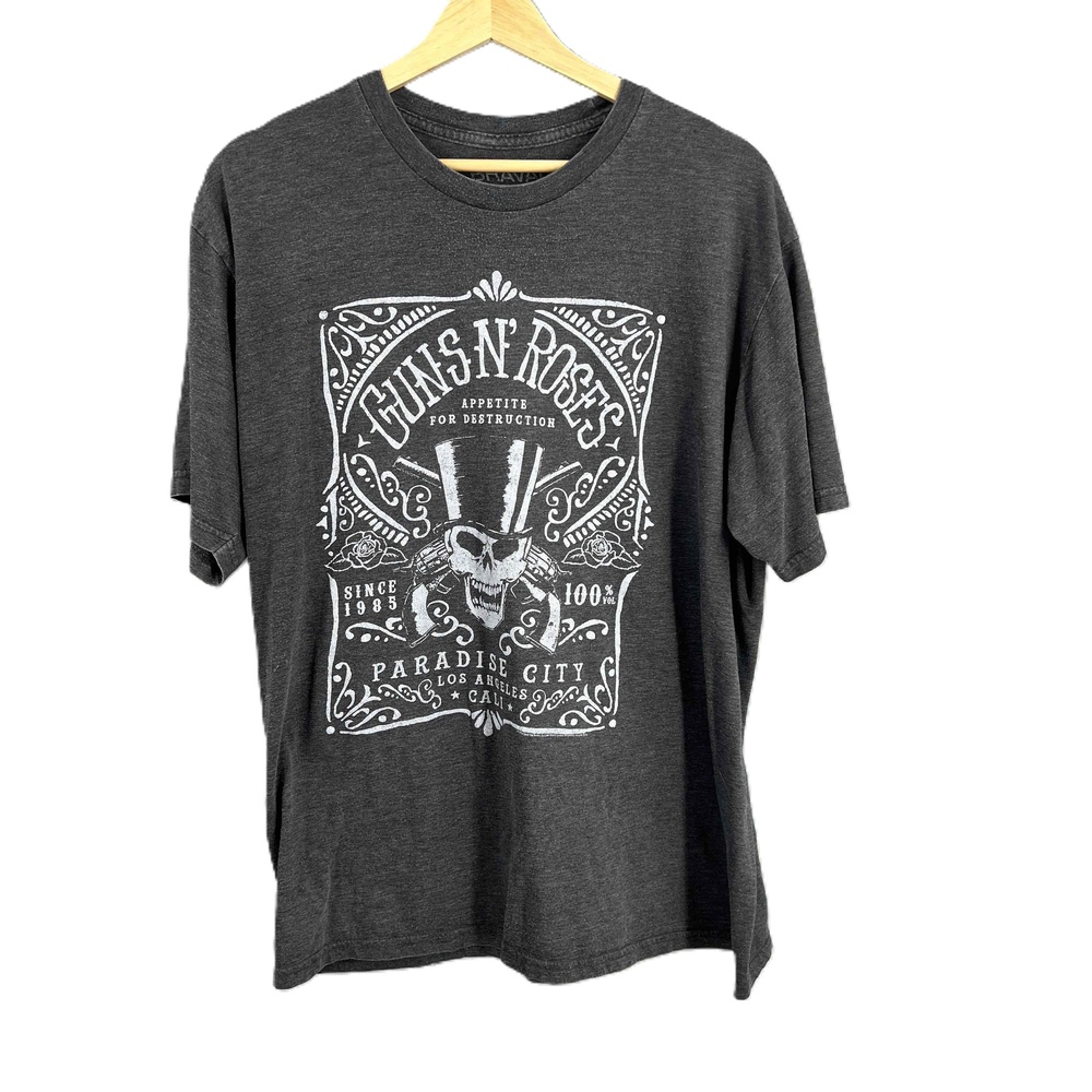 Guns n Roses Tee Appetite‎ for Destruction Gray Short Sleeve Graphic T-shirt XL